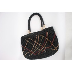Hand-woven black hand-held tote bag