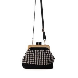 Wooden kiss lock crochet bag