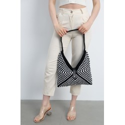 Hand-crocheted polka dot saddle bag