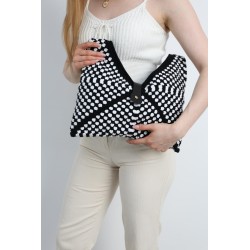 Hand-crocheted polka dot saddle bag
