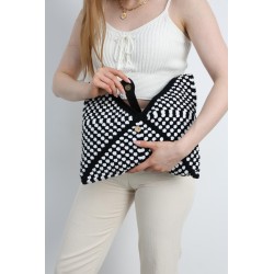 Hand-crocheted polka dot saddle bag