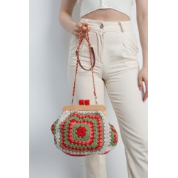 Artistic wooden kiss lock clutch