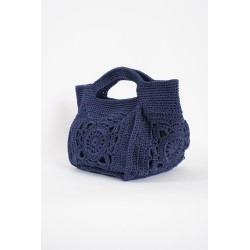 Navy blue hand-crocheted hollow handbag