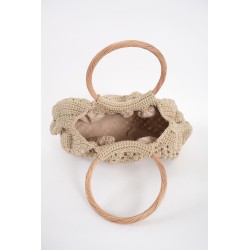 Beige Soft Tassel Braided Rope Crochet Bag