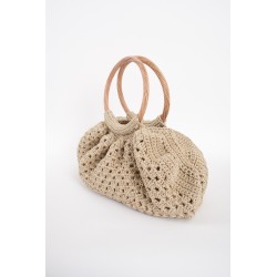 Beige Soft Tassel Braided Rope Crochet Bag