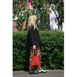Orange Hand-Crocheted Hollow Tote Bag