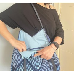 Light and dark blue colorblock handbag
