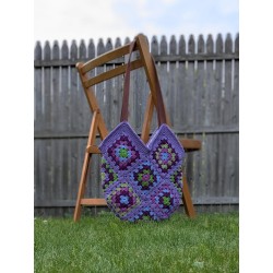 Purple Crochet Patchwork Tote Bag