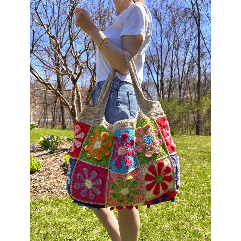 Rainbow Daisy Checkered Bag