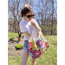 Rainbow Daisy Checkered Bag