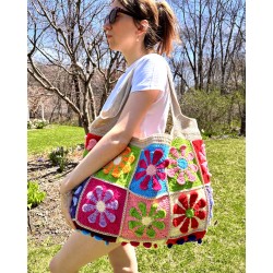 Rainbow Daisy Checkered Bag