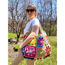 Rainbow Daisy Checkered Bag