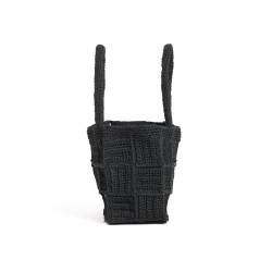 Black crochet handbag with square stitching