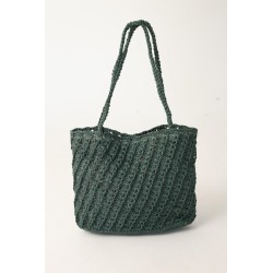 Dark Green Crocheted Tote Bag