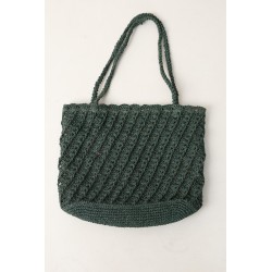 Dark Green Crocheted Tote Bag