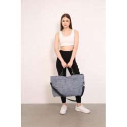 Light grey large capacity crochet handbag