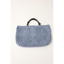 Light grey large capacity crochet handbag