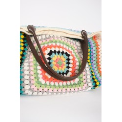Colorful Cotton Yarn Square Crochet Handbag