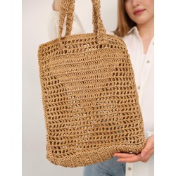 Hand-crocheted straw-style handbag