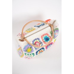 Hand-crocheted colorful patchwork handbag
