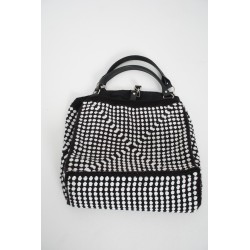 Black and white checkerboard pattern handbag