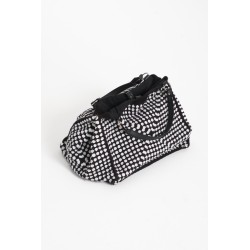 Black and white checkerboard pattern handbag