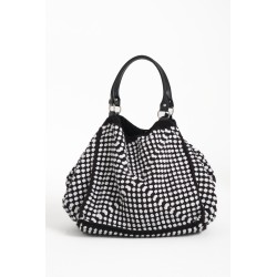 Black and white checkerboard pattern handbag