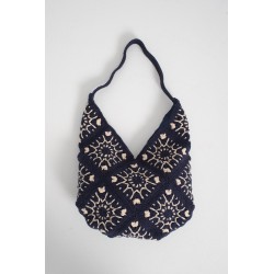 Handmade navy crochet shoulder bag