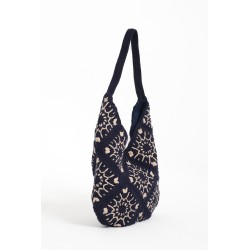 Handmade navy crochet shoulder bag